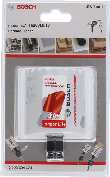 Bosch - Endurance Serisi Zorlu Malzemeler için Karpit Delik Açma Testeresi (Panç) 64 mm 2608594174