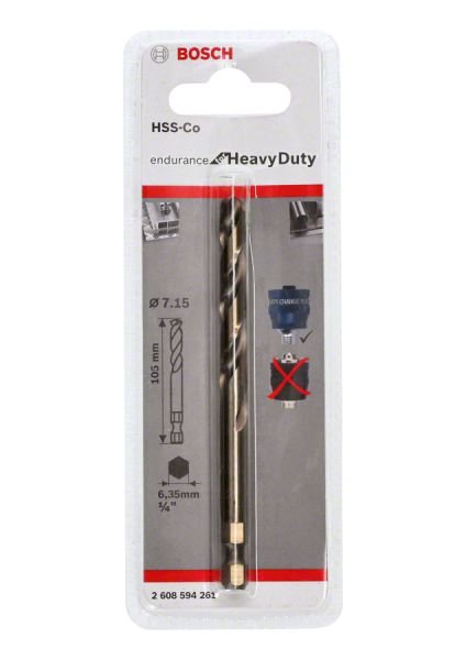 Bosch - Power Change Plus Endurance Serisi Karpit Delik Açma Testereleri için HSS-Co Merkezleme Ucu 7,15 x 105 mm 2608594261