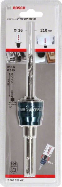 Bosch - Power Change Plus Adaptör, Yeni Progressor Serisi için HSS-G 85 mm Merkezleme Ucu ve SDS Plus Şaft Girişli 2608522411