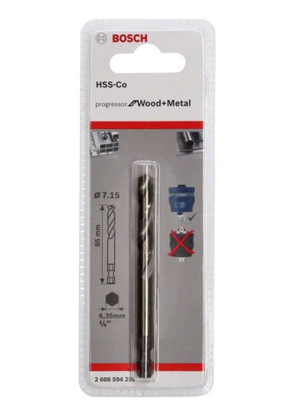 Bosch - Power Change Plus Yeni Progressor Serisi Delik Açma Testereleri için HSS-Co Merkezleme Ucu 85 mm 2608594255