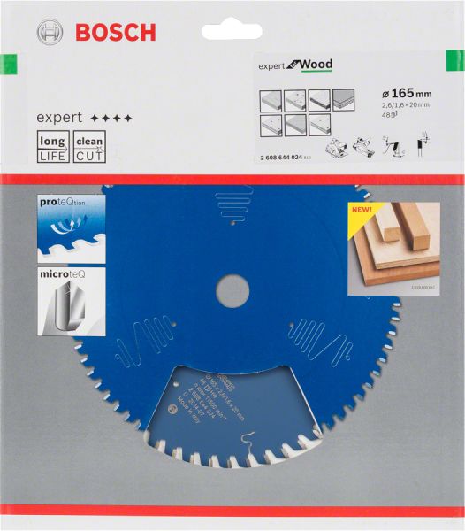 Bosch - Expert Serisi Ahşap için Daire Testere Bıçağı 165*20 mm 48 Diş 2608644024
