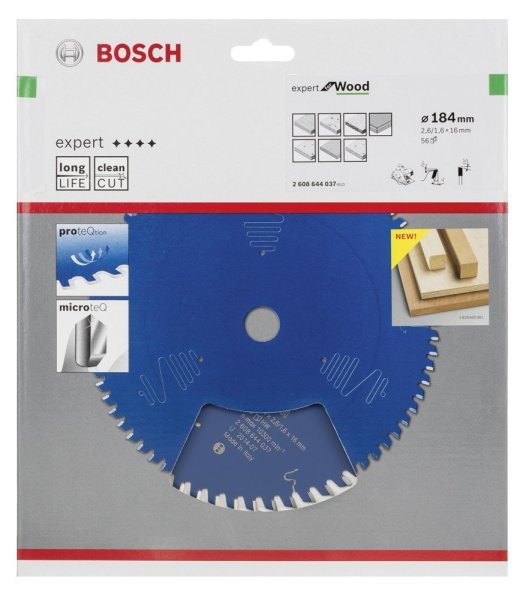 Bosch - Expert Serisi Ahşap için Daire Testere Bıçağı 184*16 mm 56 Diş 2608644037