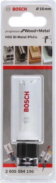 Bosch - Yeni Progressor Serisi Ahşap ve Metal için Delik Açma Testeresi (Panç) 16 mm 2608594196