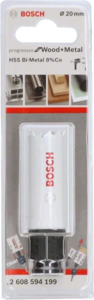 Bosch - Yeni Progressor Serisi Ahşap ve Metal için Delik Açma Testeresi (Panç) 20 mm 2608594199