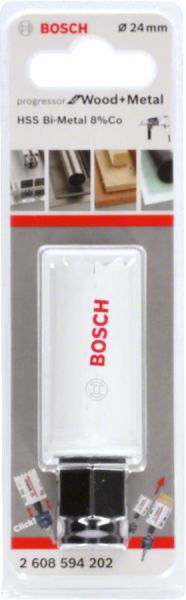 Bosch - Yeni Progressor Serisi Ahşap ve Metal için Delik Açma Testeresi (Panç) 24 mm 2608594202