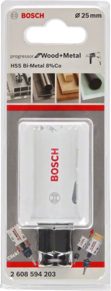 Bosch - Yeni Progressor Serisi Ahşap ve Metal için Delik Açma Testeresi (Panç) 25 mm 2608594203