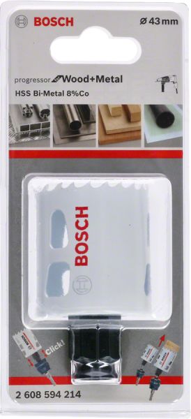 Bosch - Yeni Progressor Serisi Ahşap ve Metal için Delik Açma Testeresi (Panç) 43 mm 2608594214