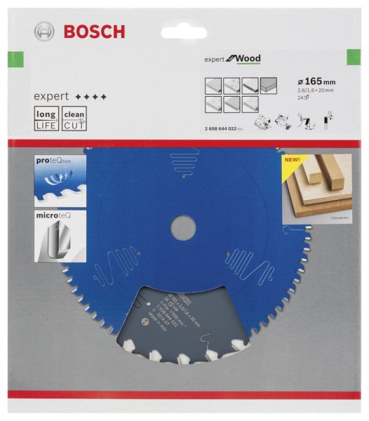 Bosch - Expert Serisi Ahşap için Daire Testere Bıçağı 165*20 mm 24 Diş 2608644022