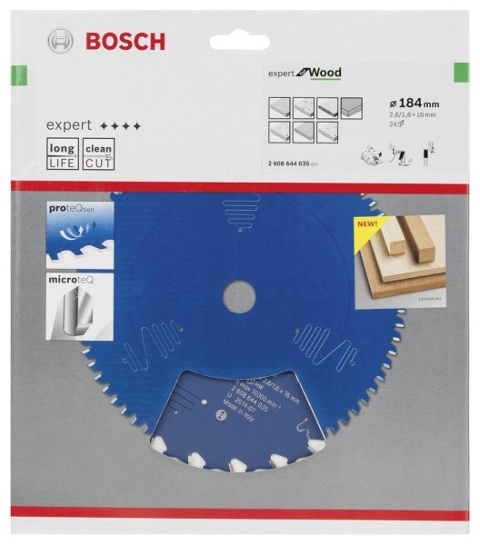 Bosch - Expert Serisi Ahşap için Daire Testere Bıçağı 184*16 mm 24 Diş 2608644035