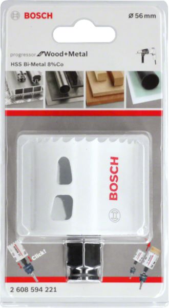 Bosch - Yeni Progressor Serisi Ahşap ve Metal için Delik Açma Testeresi (Panç) 56 mm 2608594221