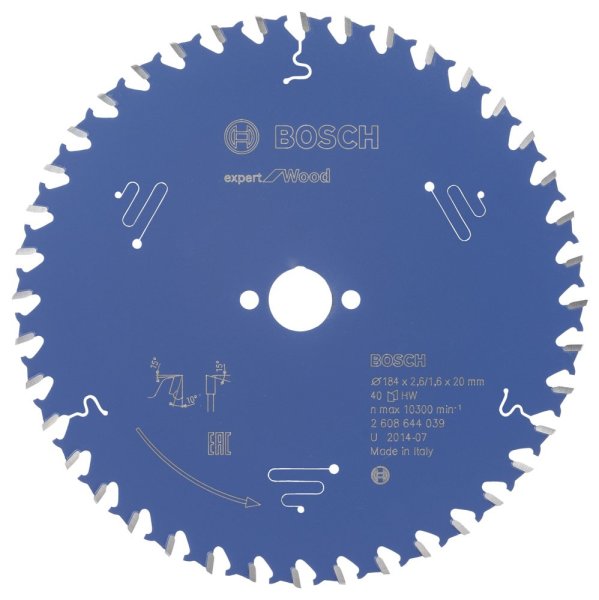 Bosch - Expert Serisi Ahşap için Daire Testere Bıçağı 184*20 mm 40 Diş 2608644039