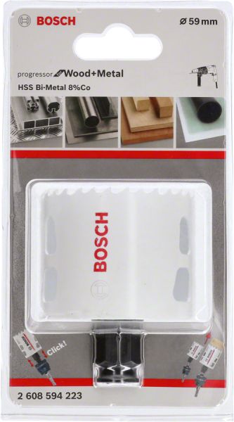 Bosch - Yeni Progressor Serisi Ahşap ve Metal için Delik Açma Testeresi (Panç) 59 mm 2608594223