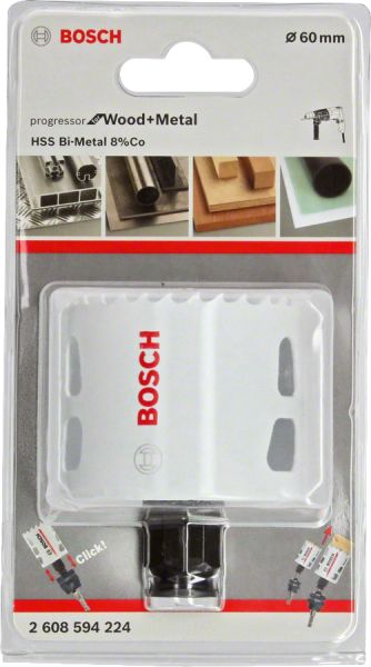 Bosch - Yeni Progressor Serisi Ahşap ve Metal için Delik Açma Testeresi (Panç) 60 mm 2608594224