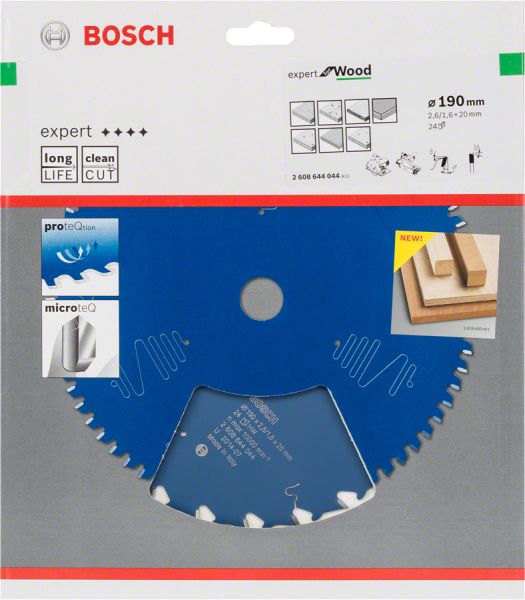 Bosch - Expert Serisi Ahşap için Daire Testere Bıçağı 190*20 mm 24 Diş 2608644044