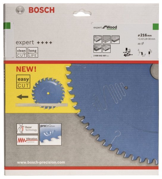 Bosch - Expert Serisi Ahşap için Daire Testere Bıçağı 216*30 mm 48 Diş 2608642497