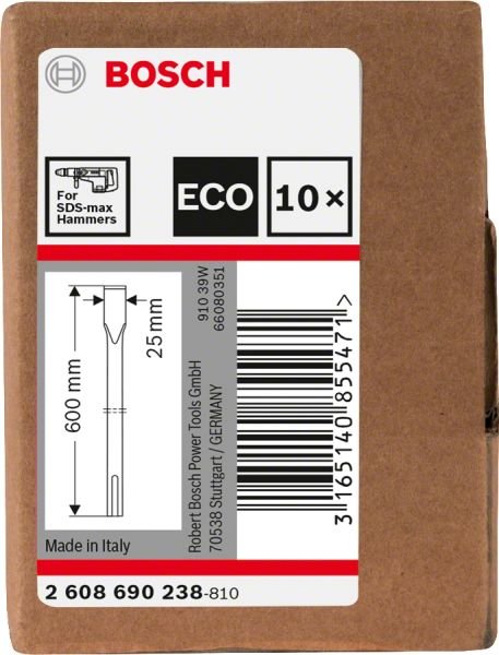 Bosch - SDS-Max Şaftlı Yassı Keski 600*25 mm 10'lu EKO 2608690238