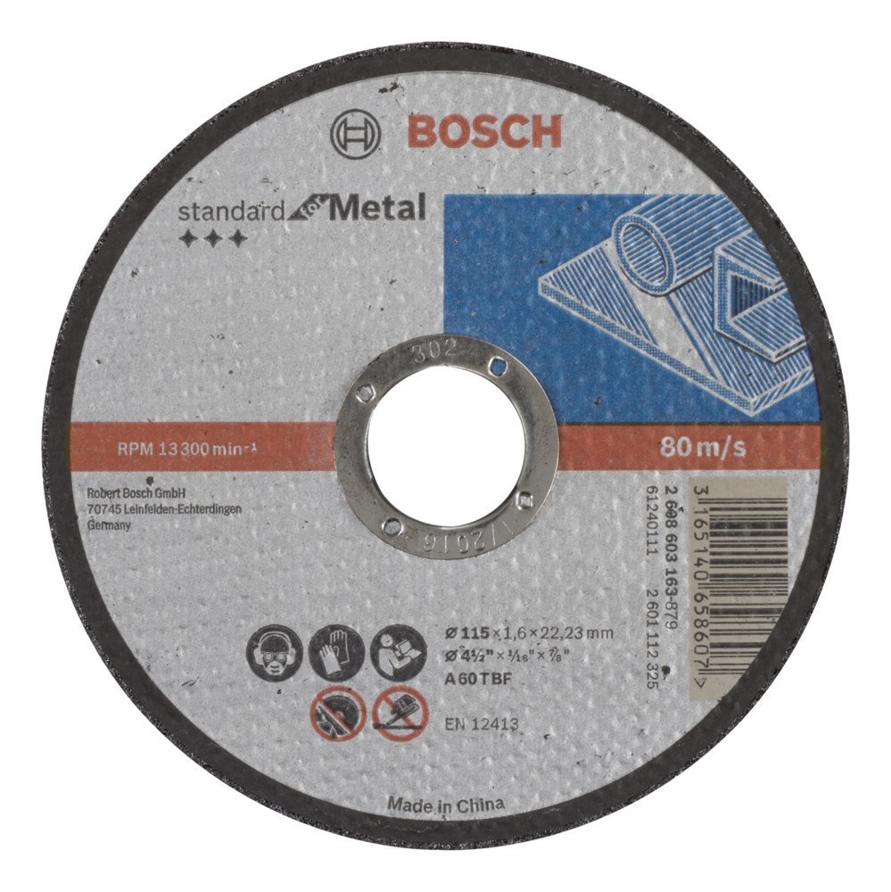 Bosch - 115*1,6 mm Standard Seri Düz Metal Kesme Diski (Taş) 2608603163