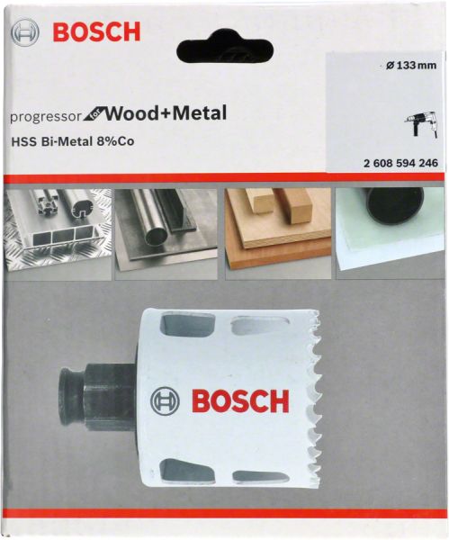 Bosch - Yeni Progressor Serisi Ahşap ve Metal için Delik Açma Testeresi (Panç) 133 mm 2608594246