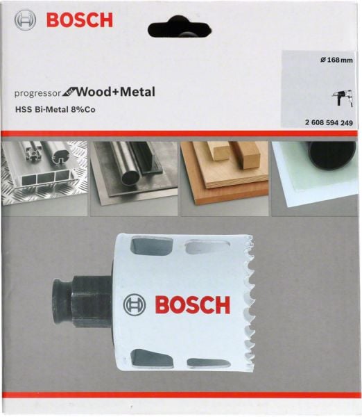 Bosch - Yeni Progressor Serisi Ahşap ve Metal için Delik Açma Testeresi (Panç) 168 mm 2608594249