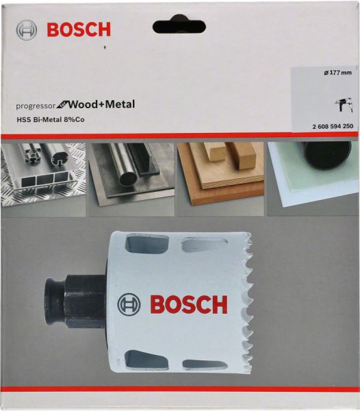 Bosch - Yeni Progressor Serisi Ahşap ve Metal için Delik Açma Testeresi (Panç) 177 mm 2608594250