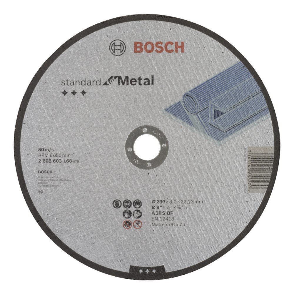Bosch - 230*3,0 mm Standard Seri Düz Metal Kesme Diski (Taş) 2608603168