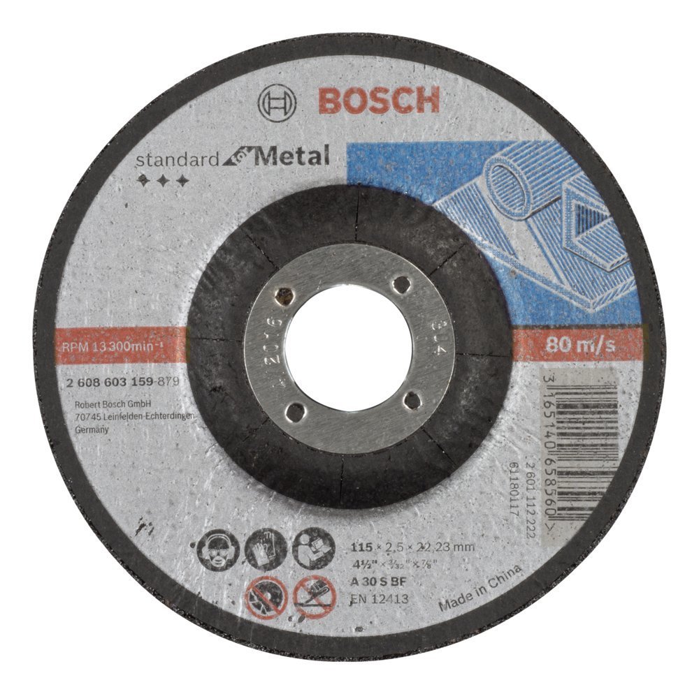 Bosch - 115*2,5 mm Standard Seri Bombeli Metal Kesme Diski (Taş) 2608603159