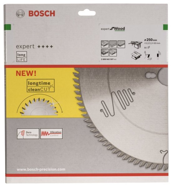 Bosch - Expert Serisi Ahşap için Daire Testere Bıçağı 250*30 mm 80 Diş 2608642507