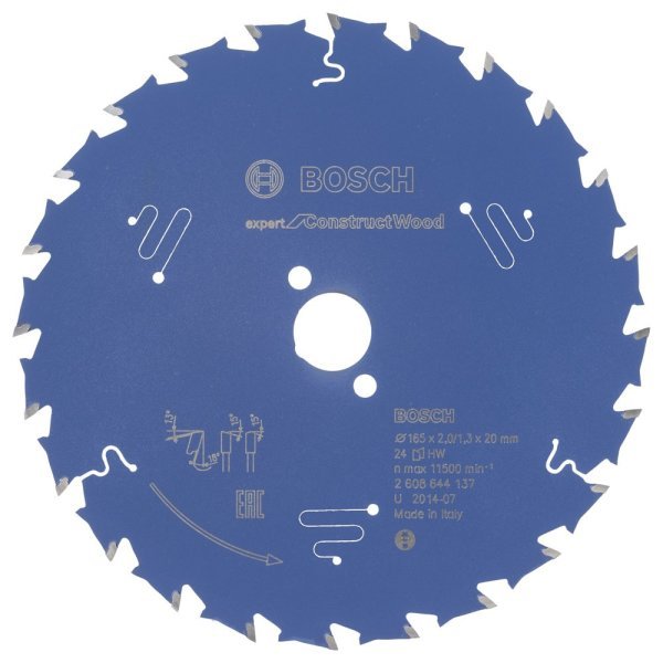 Bosch - Expert Serisi İnşaat Ahşabı için Daire Testere Bıçağı 165*20 mm 24 Diş 2608644137