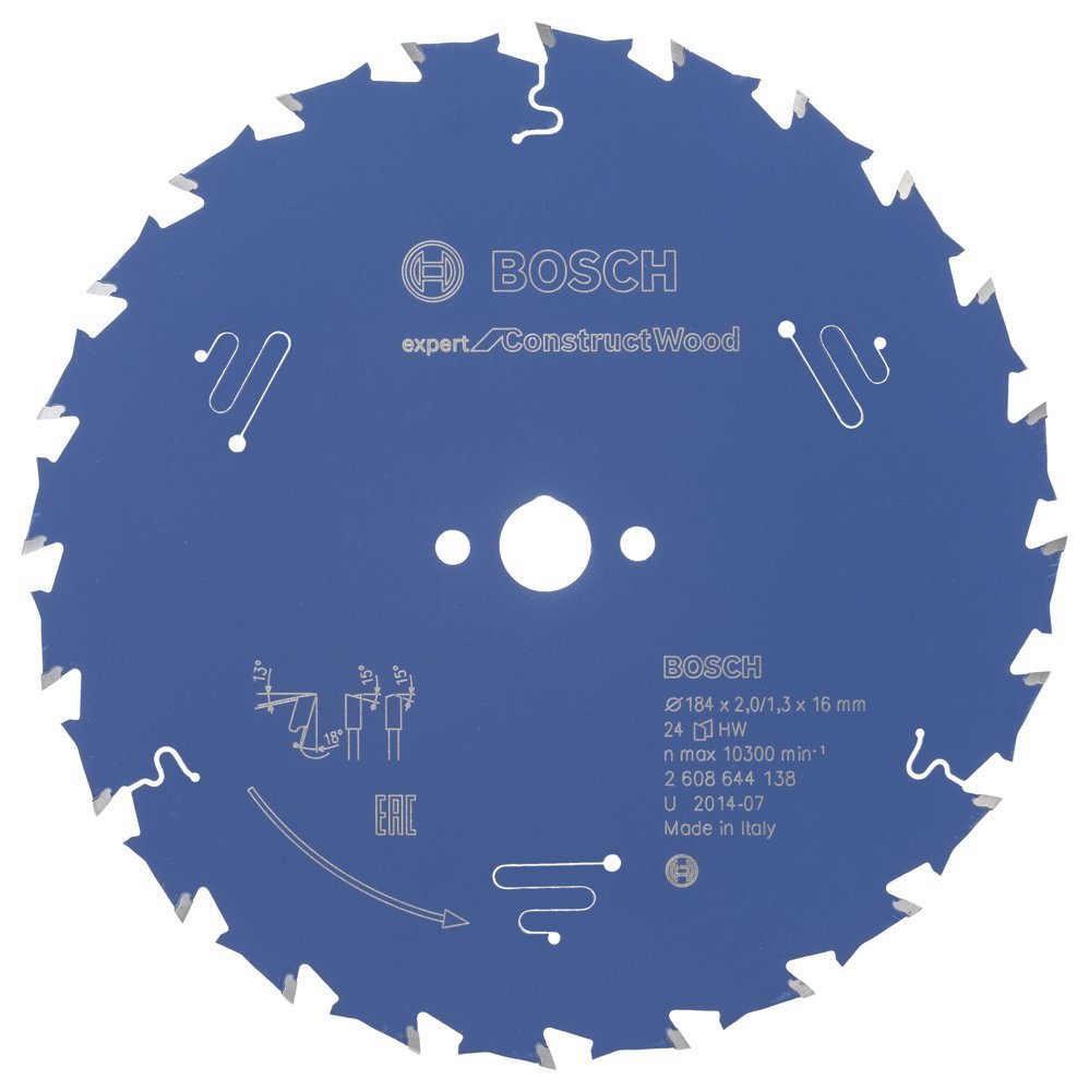 Bosch - Expert Serisi İnşaat Ahşabı için Daire Testere Bıçağı 184*16 mm 24 Diş 2608644138
