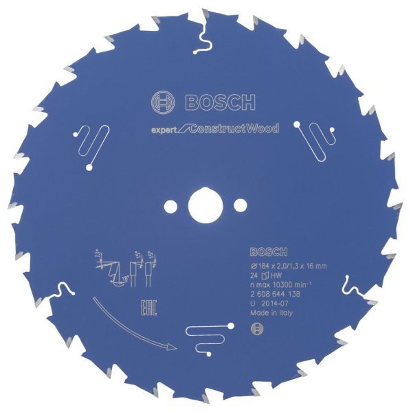 Bosch - Expert Serisi İnşaat Ahşabı için Daire Testere Bıçağı 184*16 mm 24 Diş 2608644138