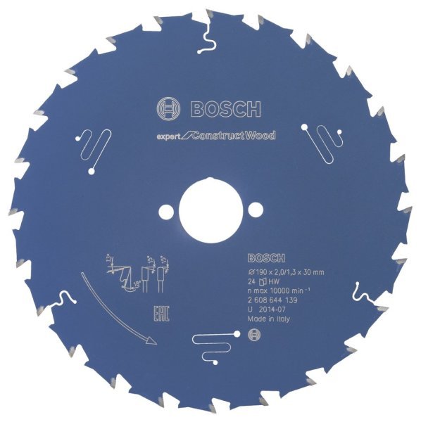 Bosch - Expert Serisi İnşaat Ahşabı için Daire Testere Bıçağı 190*30 mm 24 Diş 2608644139