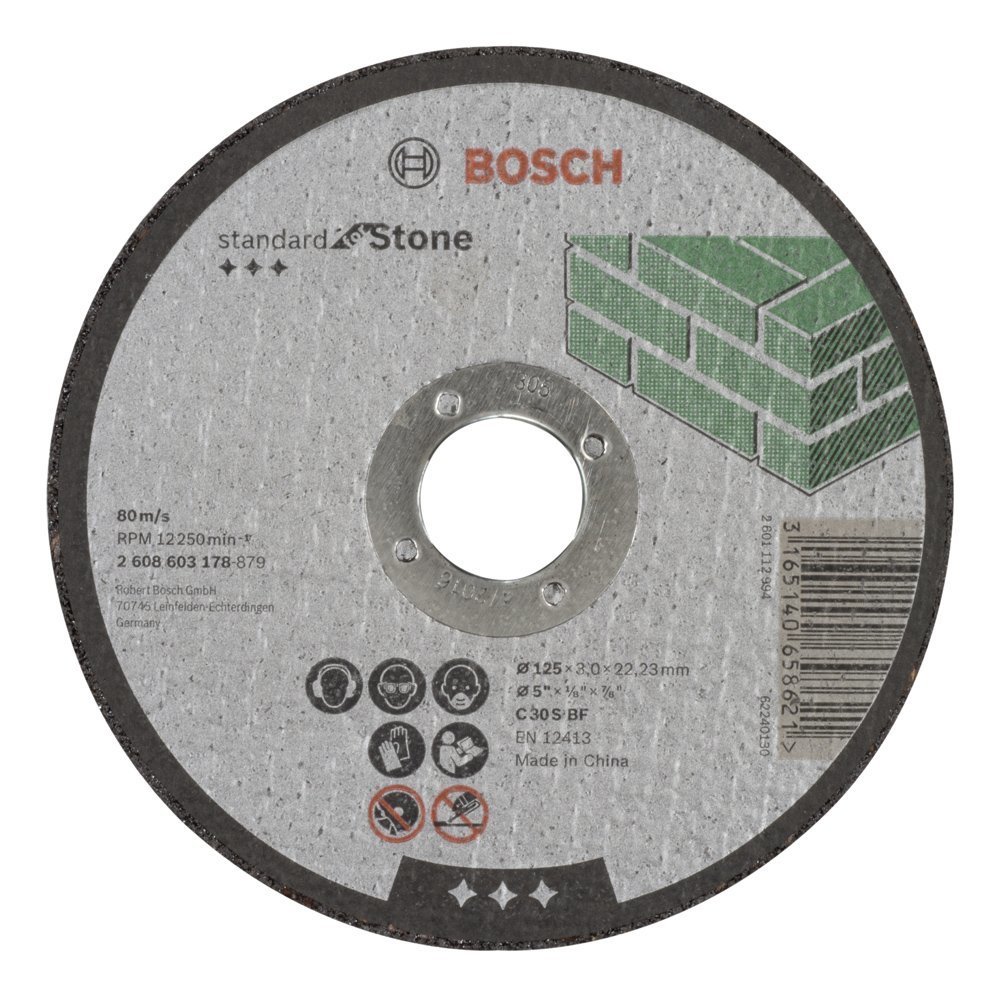 Bosch - 125*3,0 mm Standard Seri Düz Taş Kesme Diski (Taş) 2608603178