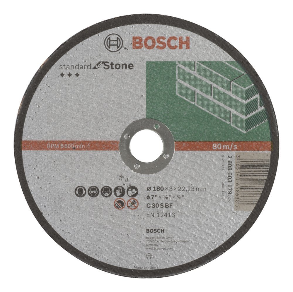 Bosch - 180*3,0 mm Standard Seri Düz Taş Kesme Diski (Taş) 2608603179