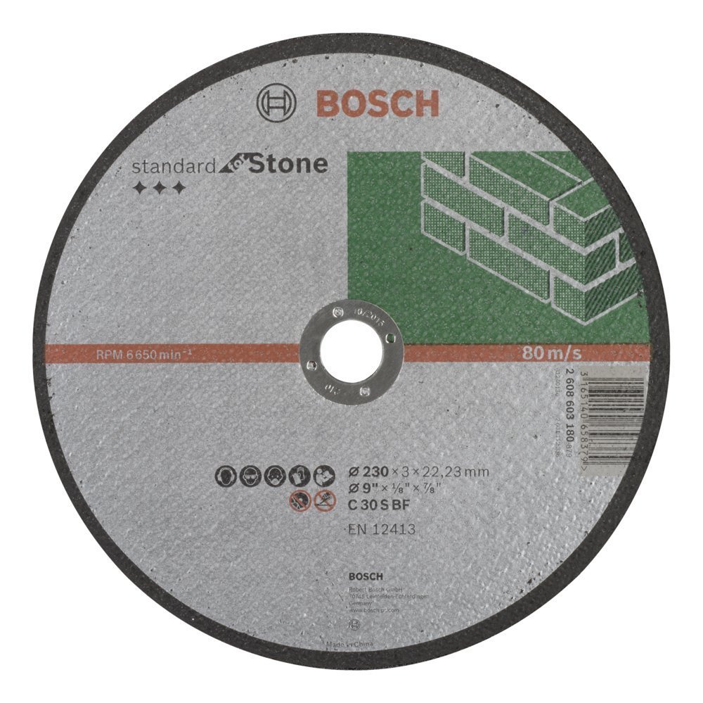 Bosch - 230*3,0 mm Standard Seri Düz Taş Kesme Diski (Taş) 2608603180