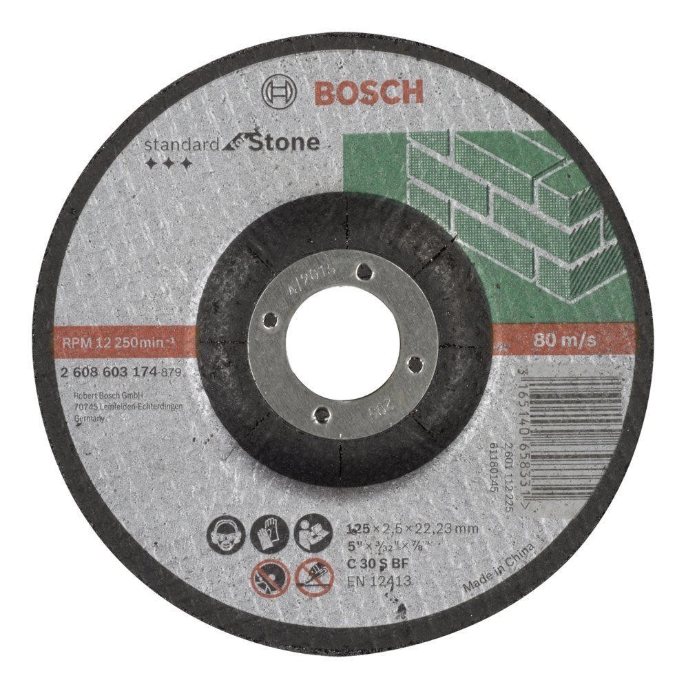Bosch - 125*2,5 mm Standard Seri Bombeli Taş Kesme Diski (Taş) 2608603174
