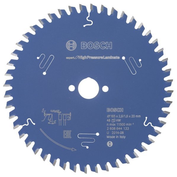 Bosch - Expert Serisi Yüksek Basınçlı Lamine Panel ve Trespa için Daire Testere Bıçağı 165*20 mm 48 Diş 2608644133