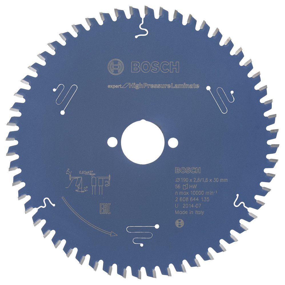 Bosch - Expert Serisi Yüksek Basınçlı Lamine Panel ve Trespa için Daire Testere Bıçağı 190*30 mm 56 Diş 2608644135