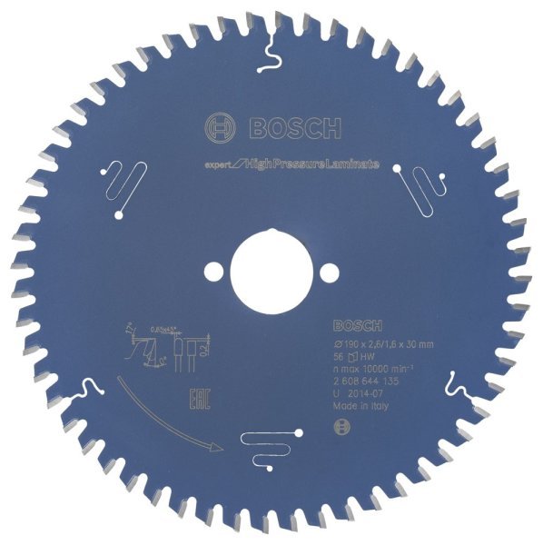 Bosch - Expert Serisi Yüksek Basınçlı Lamine Panel ve Trespa için Daire Testere Bıçağı 190*30 mm 56 Diş 2608644135