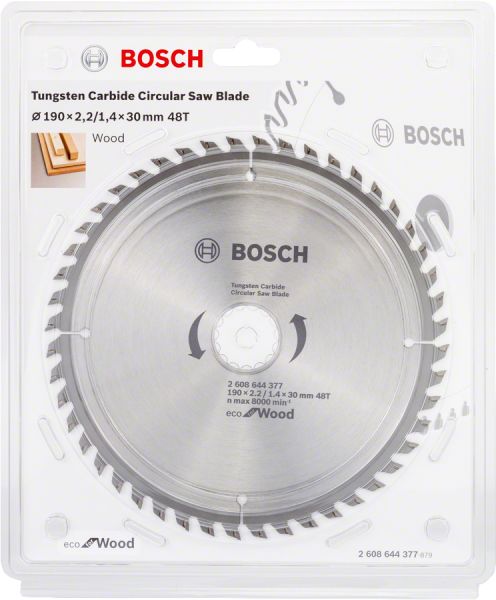 Bosch - Optiline Eco Serisi Ahşap için Daire Testere Bıçağı 190*30 mm 48 Diş 2608644377