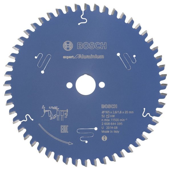 Bosch - Expert Serisi Alüminyum için Daire Testere Bıçağı 165*20 mm 52 Diş 2608644095