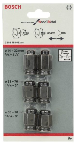 Bosch - Power Change Değiştirme Kiti, Yeni Progressor Serisi Delik Açma Testeresi (Panç) için 6 Parça 2608584682