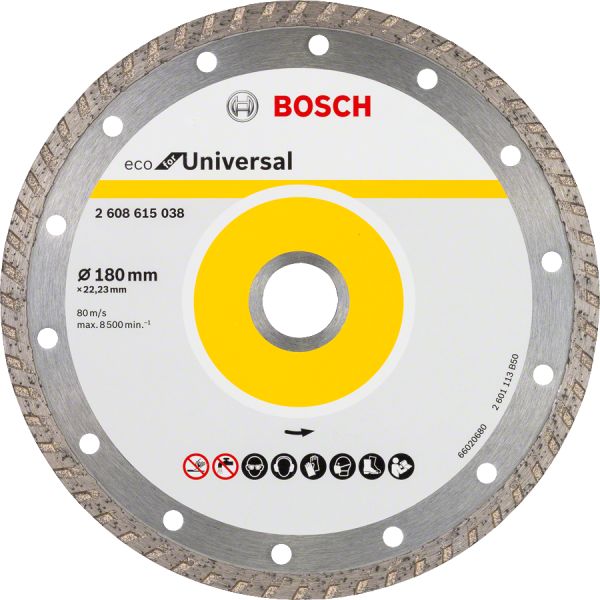 Bosch - Ekonomik Seri 9+1 Genel Yapı Malzemeleri İçin Elmas Kesme Diski 180 mm Turbo 2608615047