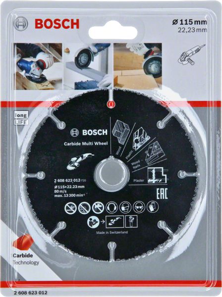 Bosch - Carbide Multiwheel, Taşlama Makineleri İle Ahşap Ve Plastiği Güvenli Kesme Bıçağı 115Mm 2608623012