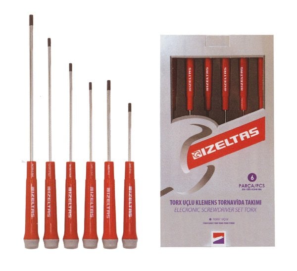 İzeltaş Elektronikçi Tip (Klemens) Torx Uçlu Tornavida Takımı (6 parça)