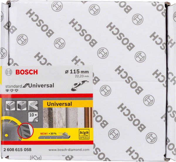 Bosch - Standard Seri Genel Yapı Malzemeleri İçin Elmas Kesme Diski 115 mm 10'lu Paket 2608615058