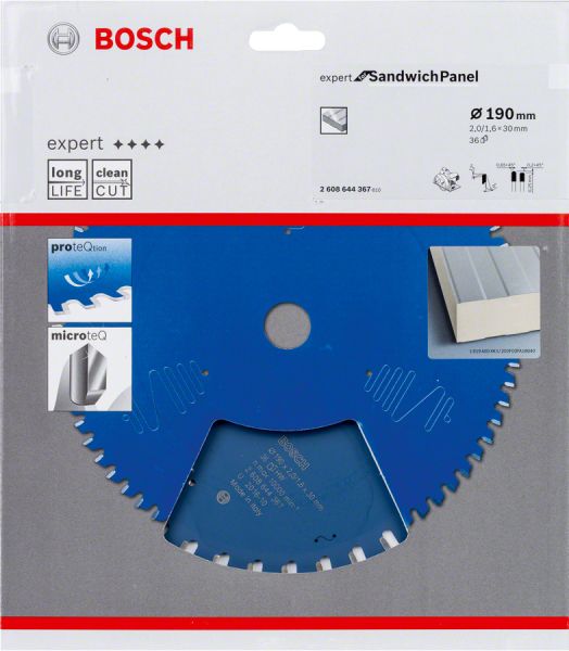 Bosch - Expert Serisi Sandviç Panel için Daire Testere Bıçağı 190*30 mm 36 Diş 2608644367