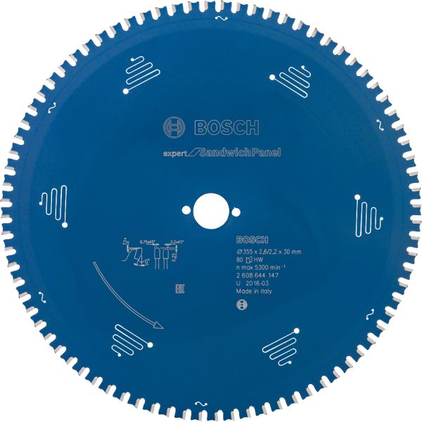 Bosch - Expert Serisi Çelik Levhalı Sandviç Panelleri için Daire Testere Bıçağı 355*30 mm 80 Diş 2608644147