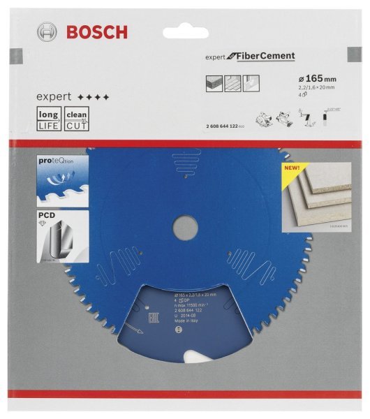 Bosch - Expert Serisi Lifli Çimento Ve Alçıpan için Daire Testere Bıçağı 165*20 mm 4 Diş 2608644122
