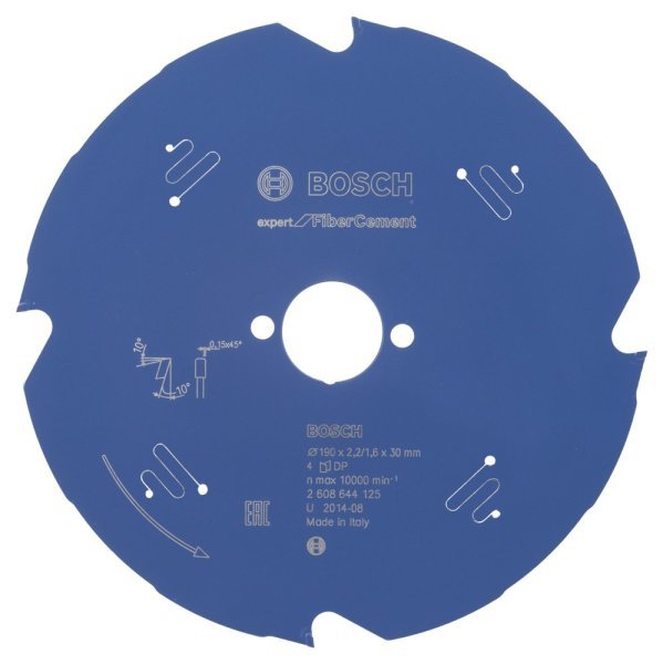 Bosch - Expert Serisi Lifli Çimento Ve Alçıpan için Daire Testere Bıçağı 190*30 mm 4 Diş 2608644125