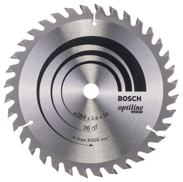Bosch - Optiline Serisi Ahşap için Daire Testere Bıçağı 184*16 mm 36 Diş 2608640818